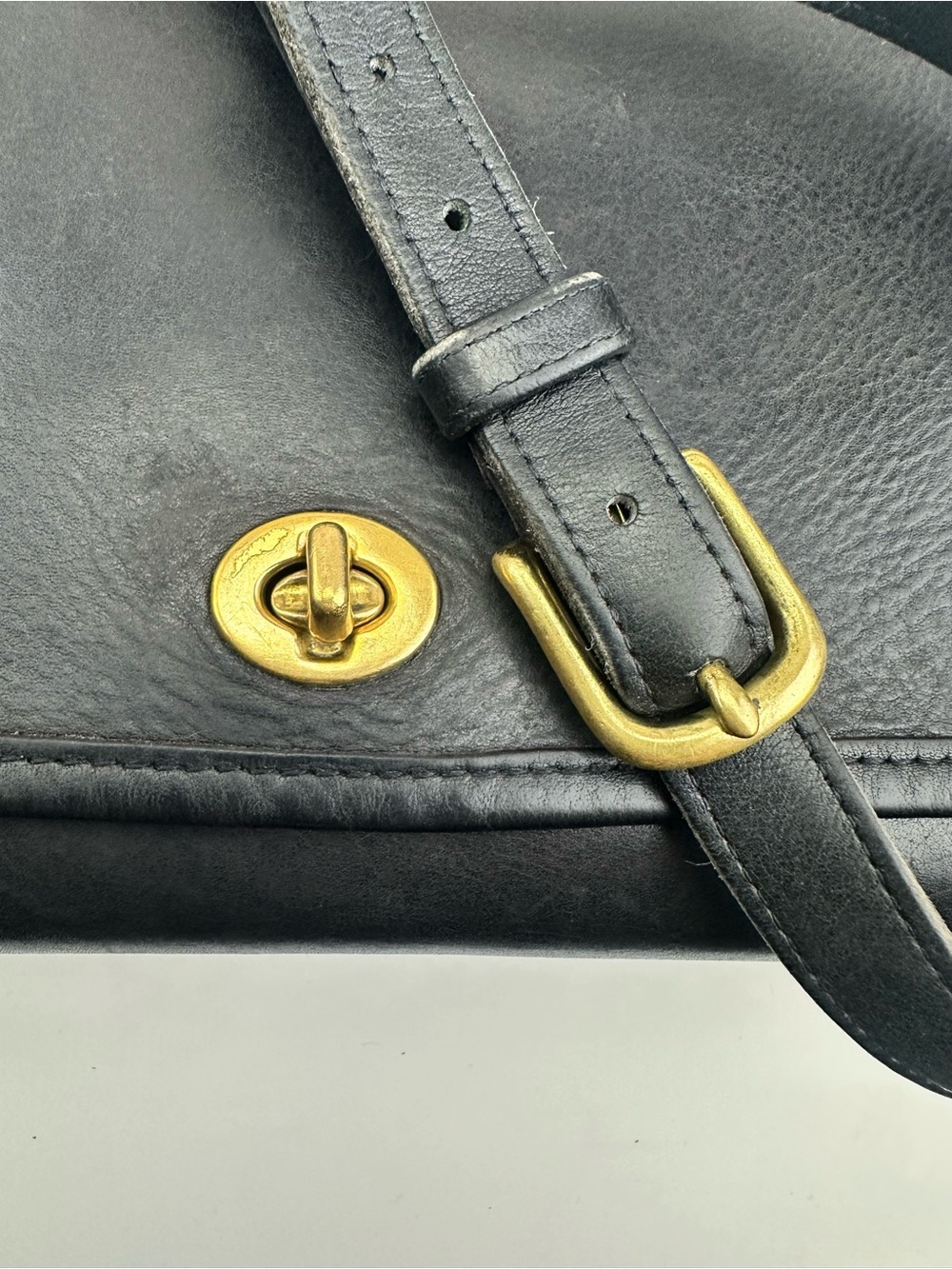 Coach Vintage Ridgefield Flap Black Leather Suede Crossbody Buckle Bag Late 90s - Picture 9 of 13